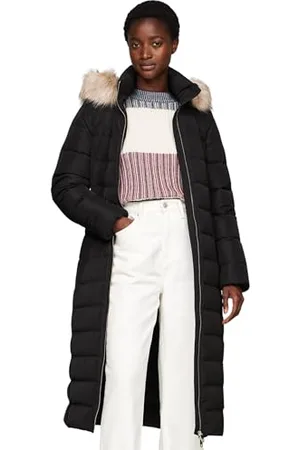 Tommy Hilfiger Damski płaszcz puchowy Heritage Tyra Maxi z futrzanym kapturem, , XXS