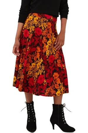 Joe Browns Damska jesienna spódnica midi w kwiaty, regularny krój, czarna, EU 45, , 36