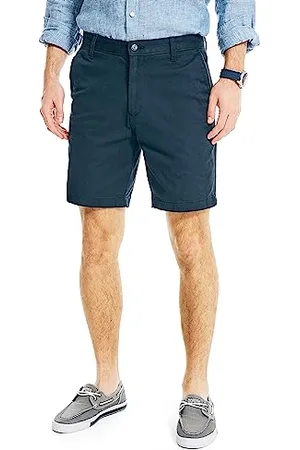 Nautica Męskie szorty Classic Fit Flat Front Stretch Chino Deck luźne szorty, Granatowy , 35W