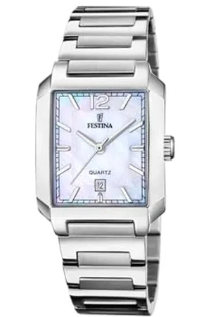 Festina Zegarek damski F20679/2 na kwadratowym szarym etui ze stali nierdzewnej szary pasek ze stali nierdzewnej, , bransoletka