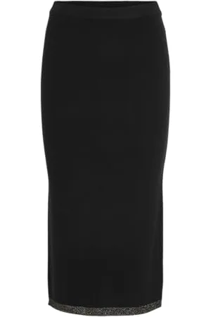 VILA Viril Glitter Midi Knit Skirt, , L