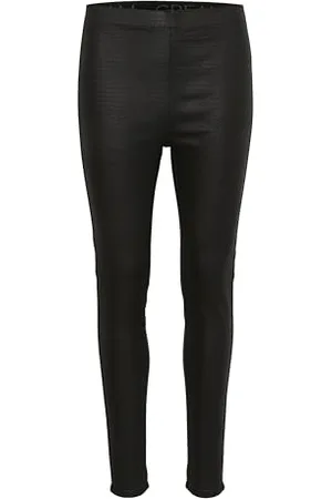 Cream & Co. Damskie kremowe legginsy ze sztucznej skóry, slim fit, skinny, , 68