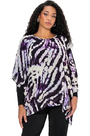Ulla Popken Tunika damska, duże rozmiary, duże rozmiary, dwuwarstwowa, oversize, okrągły dekolt, rękaw 3/4, , 50-52
