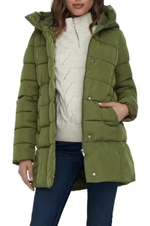 ONLY Damski płaszcz pikowany ONLLina Puffer Coat długa kurtka z kapturem, , XL