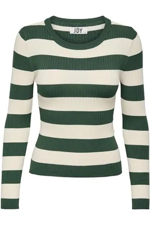 JDY Women Stripe Longsleeve Knit Pullover | Striped Top Ribbed Basic | Fineknit Sweater PLUM, Colours: , Size:M