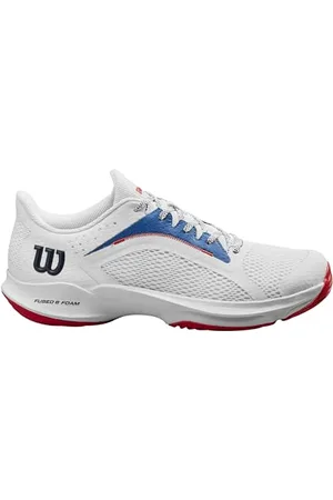 Wilson Męskie buty do tenisa Hurakn 2.0, biały/Deja Vu niebiesko-czerwony, 12,5 UK, Biały Deja Vu Niebieski Czerwony, 48 EU