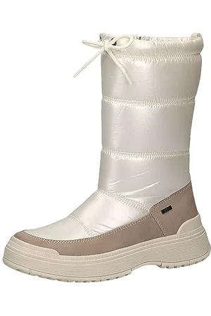 Caprice Damskie buty zimowe bez obcasa, Airmotion, odporne na działanie wody, z podszewką, szerokość G, wegańskie, White Lt Gold, 42 EU