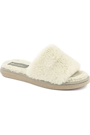 Inblu Damskie kapcie z otwartym futrem, naturalne, 36 EU, , 36 EU