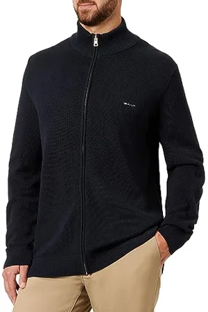 GANT Męska bawełniana kurtka z zamkiem błyskawicznym, Evening Blue, standardowa, , XXL