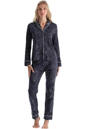 Dagi Damska koszulka z motywem granatowym wzorzystym modalu, spodnie, piżama, zestaw, XL, , XL