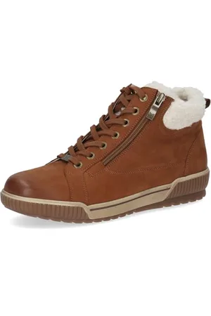 Caprice Damskie ciepłe buty 9-26207-43, modne kozaki, Cognac NUBUC, 38 EU, , 38 EU