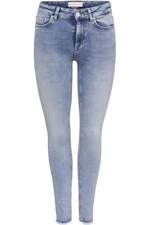 ONLY Damskie jeansy ONLBLUSH MID SK ANK RAW DNM REA694 NOOS Jeans, Medium Blue Denim, S/34