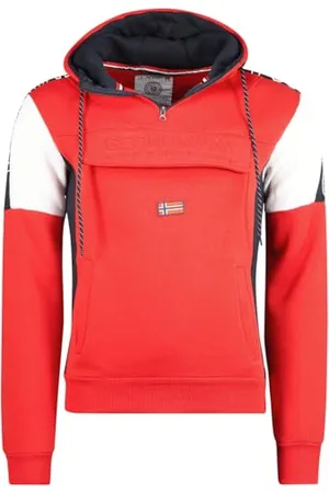 Geographical Norway Fago Męska bluza z kapturem z kapturem kangurka - Bluza z logo bluza z kapturem z kapturem ciepły długi rękaw - męska wiosna lato jesień zima (czerwony M), , M