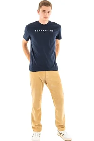 Tommy Hilfiger Męska koszulka TJM REG Linear Logo TEE EXT DM0DM20744C1G002 S/S, niebieska (Dark Night Navy), S, , S