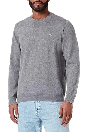 GANT Męski sweter Classic Cotton C-Neck, Dark Grey Melange, standardowy, , 4XL