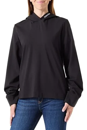 Calvin Klein Jeans Damska bluza z kapturem LOGO ELASTIC MILANO J20J224722, czarna (Ck Black), L, , L