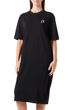 Calvin Klein Jeans Damska haftowana długa sukienka CK J20J224160, inne sukienki, czarna, S, , S