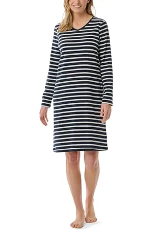 Schiesser Damen Nachthemd langarm weiche Baumwolle Bigshirt mit Taschen - Nightwear