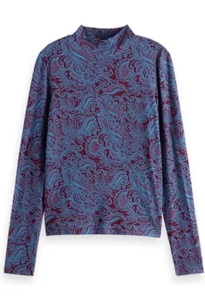 Scotch&Soda All Over Printed Mock Neck Ls T-Shirt, , XS