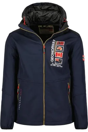 Geographical Norway Talgare Męska wodoodporna kurtka softshellowa z kapturem, kurtka outdoorowa, taktyczna wiatrówka, jazda na nartach, jesień, zima, wiosna (granatowa, XL), , XL