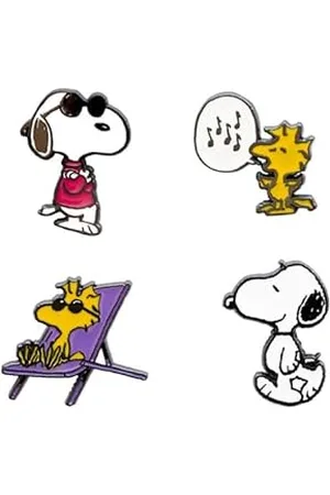 Grupo Erik Zestaw Snoopy Pins - 4 figurki Snoopy, Snoopy prezenty broszki: akcesoria do koszulki Snoopy | Produkty Snoopy : Oficjalne towary Snoopy, Cynk
