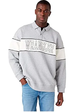 Wrangler Męska bluza polo Collar Sweat Sweat, MID Grey Melee, rozmiar S