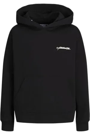 JACK&JONES JUNIOR JORGREENPOINT Back Sweat Hood JNR Bluza z kapturem, czarna/Dopasowanie: objętość, 140 chłopięca, , 140
