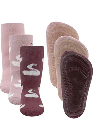 Ewers 3-pak skarpet typu łabędź SoftStep, skarpety z antypoślizgową podeszwą dla dziewcząt, antypoślizgowe skarpety z gumową podeszwą, Made in Germany, 3 pary antypoślizgowych skarpet dziecięcych