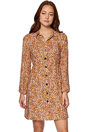 Mavi Damska sukienka z długim rękawem, ecru, Watercolor floral Print, S/