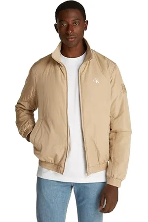 Calvin Klein Jeans Kurtki męskie PADDED HARRINGTON J30J325592 Inne, Beżowe (trawertyn), 3XL, , 3XL duże rozmiary