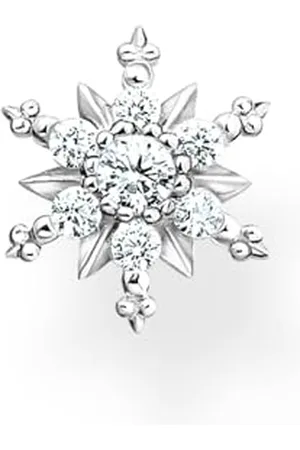 Thomas Sabo Damen Single-Ohrstecker Schneeflocke in der Farbe Silber aus 925 Sterlingsilber mit Zirkonia, Größe: 7x7mm, H2260-051-14