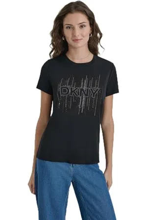 DKNY Damska bluza z krótkim rękawem z zamkiem błyskawicznym Multi Hotfix Logo Tee Blouse, , XS