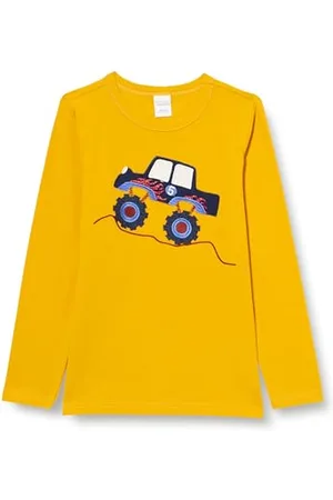 Green Cotton Chłopięca Hello Monster Truck L/S T Blouse, , 116