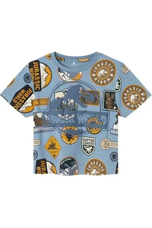 NAME IT Nmmsunter Jurassic Ss Nreg Top Sky T-Shirt dla chłopców, , 92