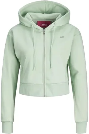 JJXX JXAbbie damska bluza z kapturem z zamkiem błyskawicznym, Grayed Jade/Print: Formal Garden Logo, S
