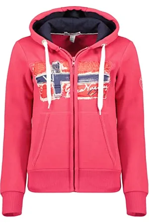 Geographical Norway Gayto Lady - Damska bluza z kapturem z kieszeniami kangurka - Bluza damska na co dzień sweter z długim rękawem ciepły, , XL