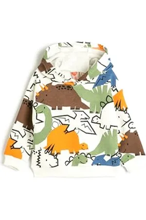 Koton Babyboys bluza z kapturem z długim rękawem, dinozaur, z nadrukiem, szczotkowana bluza wewnętrzna, , 6-9 Miesi?ce