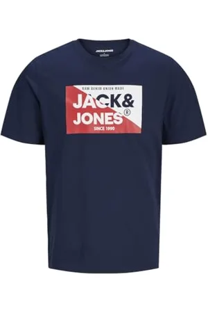 JACK&JONES JUNIOR Koszulka chłopięca Jjnolan Tee Ss Crew Neck Mni, Granatowy marynarka/nadruk: duży, 104