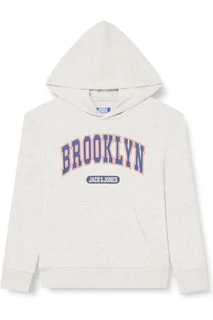 JACK&JONES JUNIOR JJEBRADLEY Varsity Back SW.Hood LN JNR Bluza z kapturem, biała melanżowa, 164 dziecięca, , 164