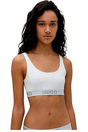 HUGO BOSS Damski Braletka Sportowy Logo Logo-Band Bralette z Elastycznej Bawełny, , L