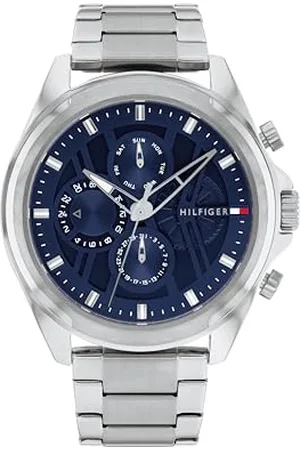 Tommy Hilfiger Analogowy wielofunkcyjny zegarek kwarcowy dla mężczyzn ze srebrną bransoletką ze stali nierdzewnej - 1710656