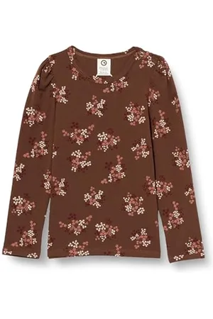 Müsli By Green Cotton Niemowlęta dziewczynka Flora Puff L/S T-shirt, Kora/Cabernet/Nightingale, 56