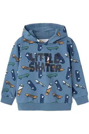 NAME IT Chłopięca bluza z kapturem Nmmkuno Sweat Wh Unb, , 98