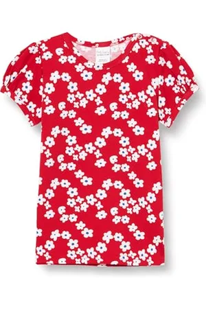 Green Cotton Koszulka dla dziewczynek Gladly Puff S/S, Salsa/White/Surf, 80 cm