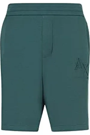 Armani Exchange Męskie naszywane logo na przodzie, z przodu i z tyłu spodenki cargo z kieszeniami, zielone widły, bardzo duże, , XL