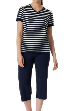 Schiesser Damen Schlafanzug kurz Set 3/4 lange Hose kurzarm Oberteil weiche Baumwolle - Nightwear