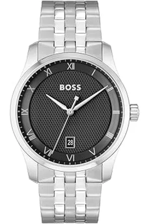 HUGO BOSS Trzystronny zegarek kwarcowy dla mężczyzn Principle Collection ze srebrną bransoletką ze stali nierdzewnej - 1514123