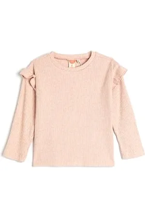 Koton Babygirls Basic Ruffle Detail Long Sleeve Ribbed Crew Neck Soft Touch T-Shirt, , 12-18 Miesi?cy