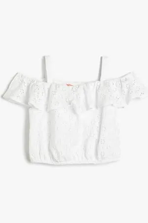 Koton Babygirl Off Shoulder Strappy Cut Work Crop Tank Top, , 9-12 Miesi?cy