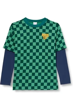 Green Cotton Chłopięcy BMX Print L/S T Bluuse, Lazy Green/Fast Green, 110